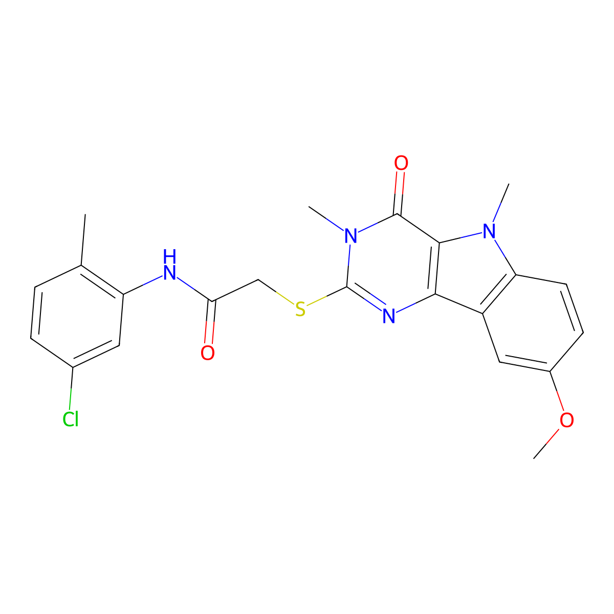 N-(5-chloro-2-methylphenyl)-2-((8-methoxy-3,5-dimethyl-4-oxo-4,5-dihydro-3H-pyrimido[5,4-b]indol-2-yl)thio)acetamide molecular structure, CAS 1112435-92-3