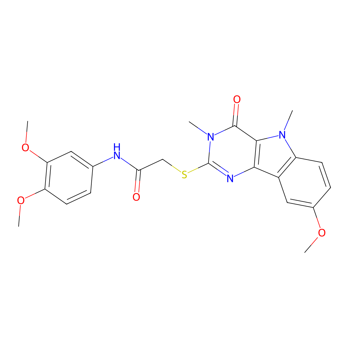 N-(3,4-dimethoxyphenyl)-2-({8-methoxy-3,5-dimethyl-4-oxo-3H,4H,5H-pyrimido[5,4-b]indol-2-yl}sulfanyl)acetamide molecular structure, CAS 1112435-94-5