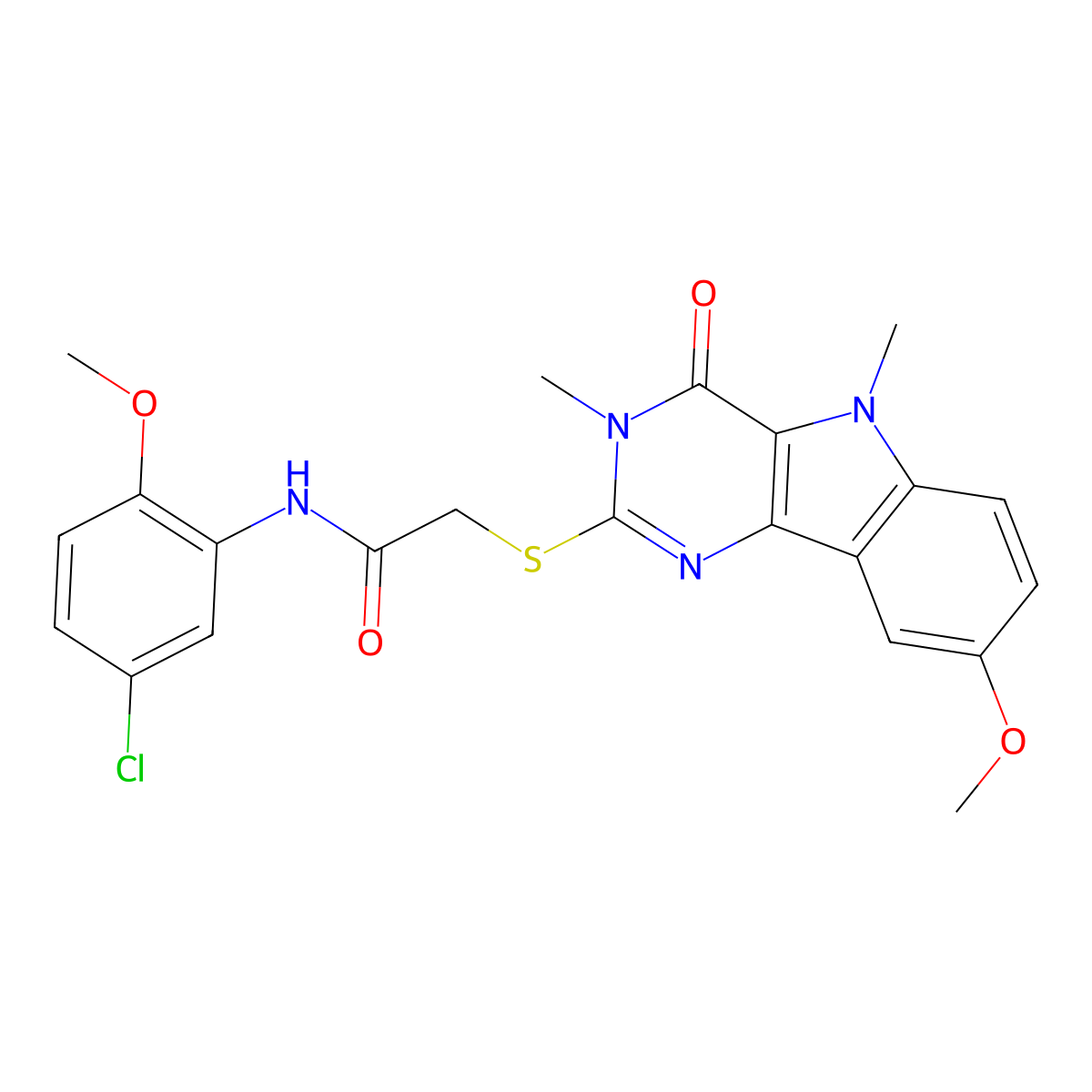 N-(5-chloro-2-methoxyphenyl)-2-({8-methoxy-3,5-dimethyl-4-oxo-3H,4H,5H-pyrimido[5,4-b]indol-2-yl}sulfanyl)acetamide molecular structure, CAS 1112435-97-8