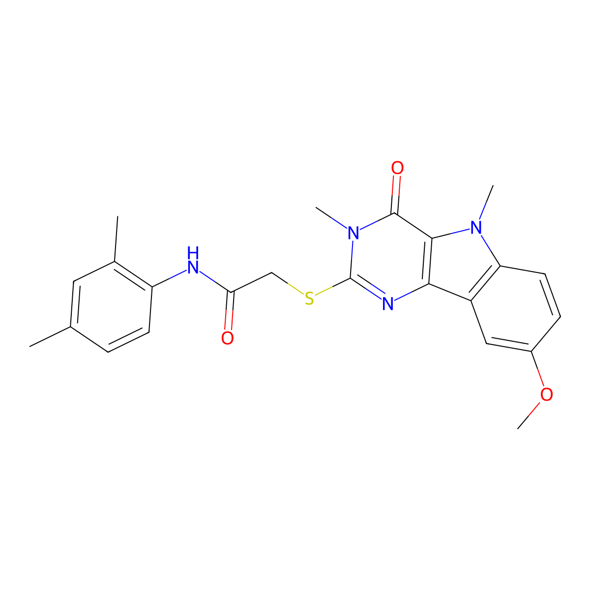 N-(2,4-dimethylphenyl)-2-({8-methoxy-3,5-dimethyl-4-oxo-3H,4H,5H-pyrimido[5,4-b]indol-2-yl}sulfanyl)acetamide molecular structure, CAS 1112436-03-9