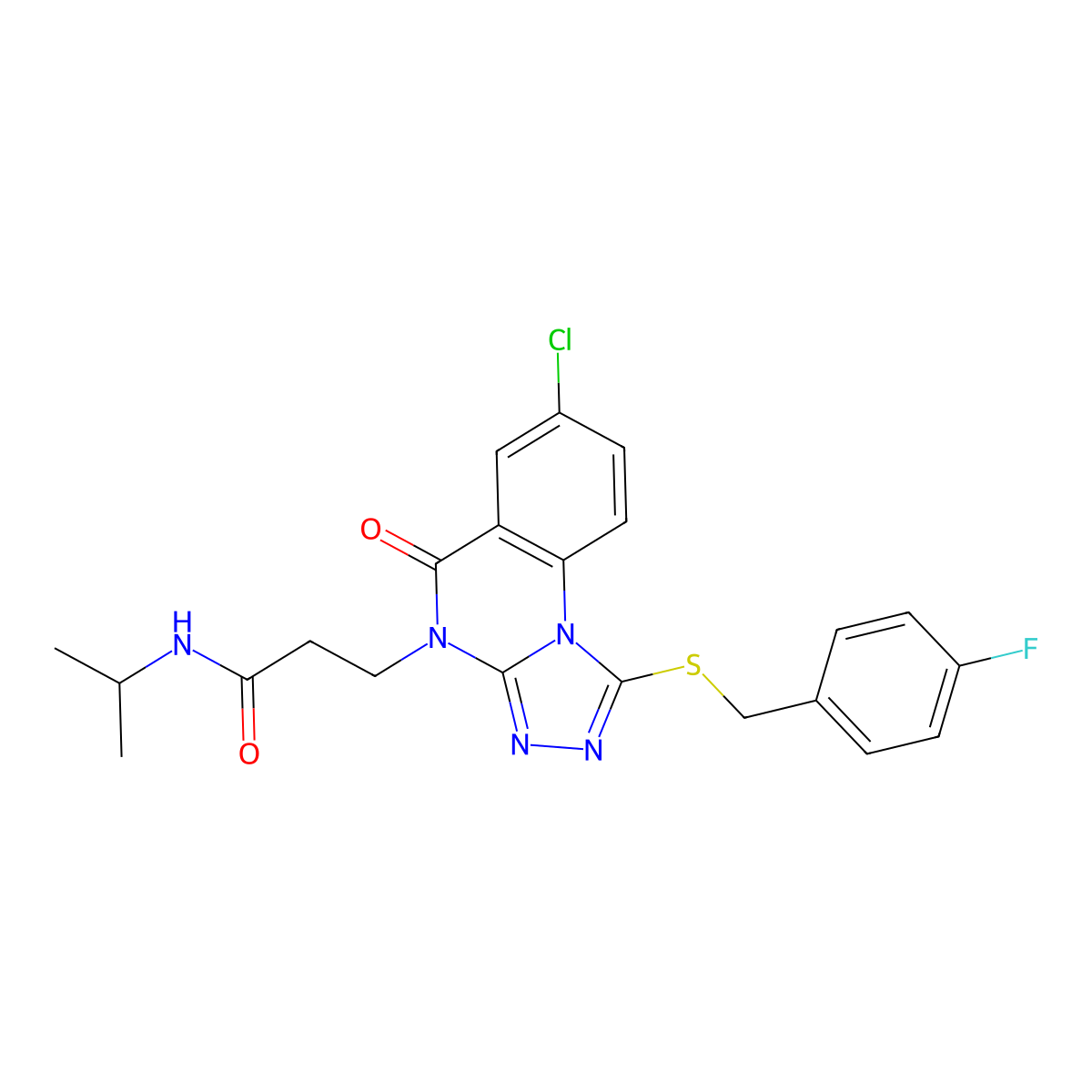 3-(7-chloro-1-((4-fluorobenzyl)thio)-5-oxo-[1,2,4]triazolo[4,3-a]quinazolin-4(5H)-yl)-N-isopropylpropanamide molecular structure, CAS 1112437-04-3