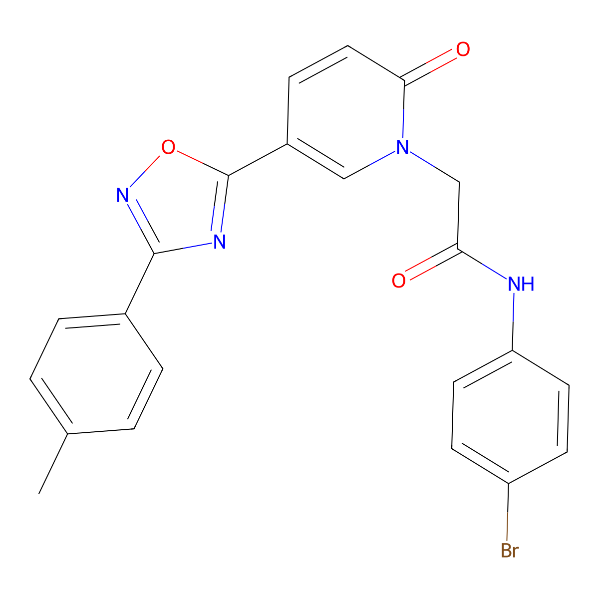 N-(4-bromophenyl)-2-(2-oxo-5-(3-(p-tolyl)-1,2,4-oxadiazol-5-yl)pyridin-1(2H)-yl)acetamide molecular structure, CAS 1112437-99-6