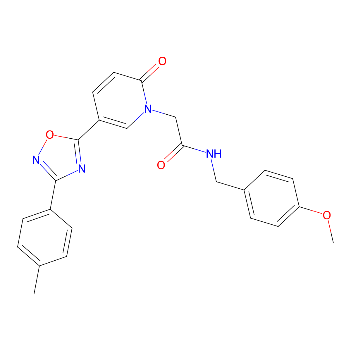 N-[(4-methoxyphenyl)methyl]-2-{5-[3-(4-methylphenyl)-1,2,4-oxadiazol-5-yl]-2-oxo-1,2-dihydropyridin-1-yl}acetamide molecular structure, CAS 1112438-02-4