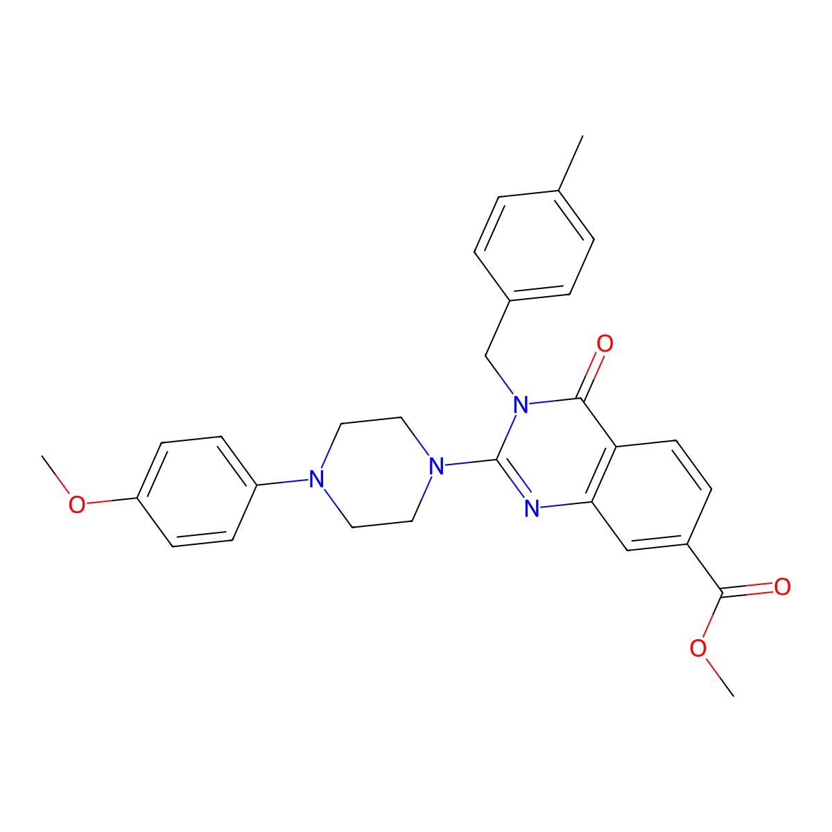 Methyl 2-[4-(4-methoxyphenyl)piperazin-1-yl]-3-[(4-methylphenyl)methyl]-4-oxo-3,4-dihydroquinazoline-7-carboxylate molecular structure, CAS 1112438-30-8