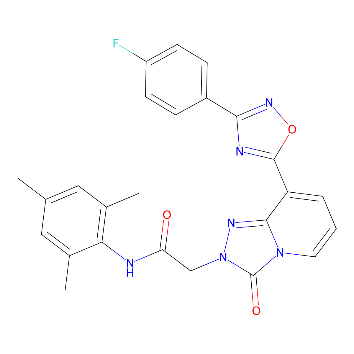 2-{8-[3-(4-fluorophenyl)-1,2,4-oxadiazol-5-yl]-3-oxo-2H,3H-[1,2,4]triazolo[4,3-a]pyridin-2-yl}-N-(2,4,6-trimethylphenyl)acetamide molecular structure, CAS 1112438-74-0