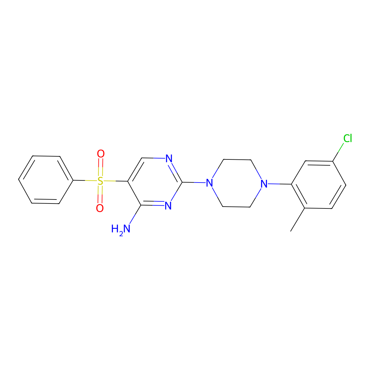 2-(4-(5-Chloro-2-methylphenyl)piperazin-1-yl)-5-(phenylsulfonyl)pyrimidin-4-amine molecular structure, CAS 1112438-79-5