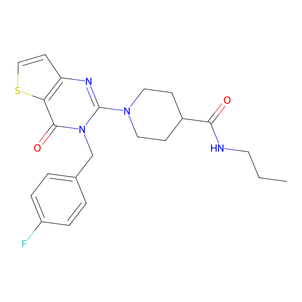 1-{3-[(4-fluorophenyl)methyl]-4-oxo-3H,4H-thieno[3,2-d]pyrimidin-2-yl}-N-propylpiperidine-4-carboxamide molecular structure, CAS 1112439-21-0