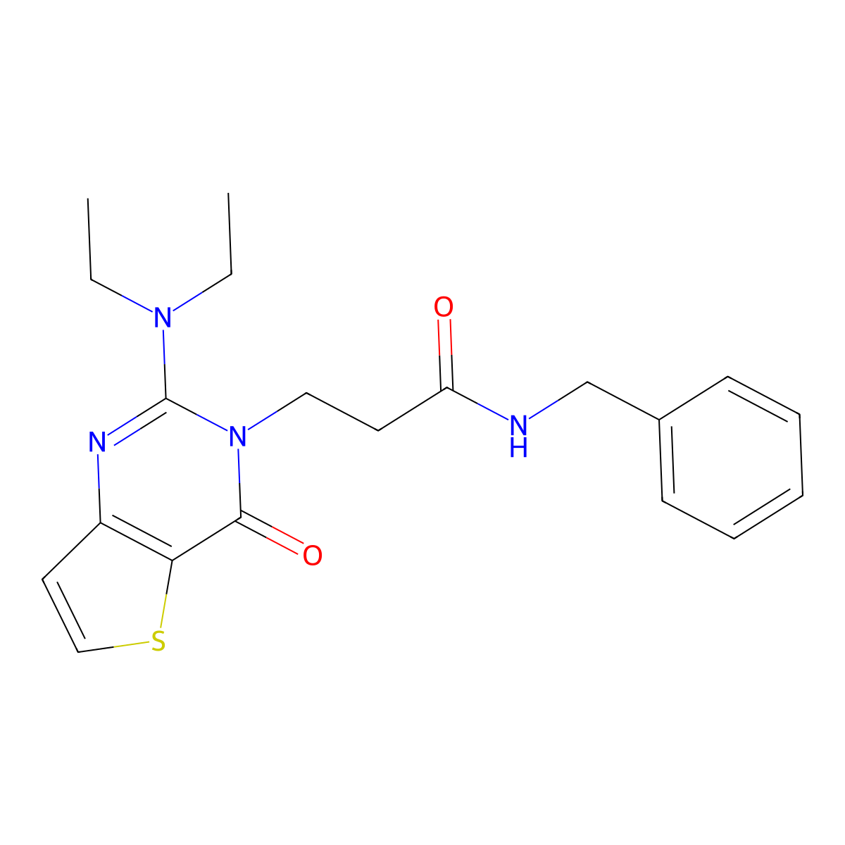 N-benzyl-3-[2-(diethylamino)-4-oxo-3H,4H-thieno[3,2-d]pyrimidin-3-yl]propanamide molecular structure, CAS 1112439-45-8
