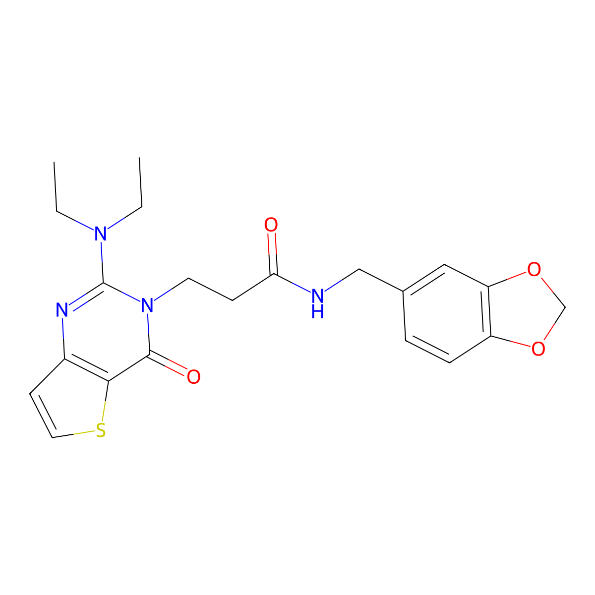 N-[(2H-1,3-benzodioxol-5-yl)methyl]-3-[2-(diethylamino)-4-oxo-3H,4H-thieno[3,2-d]pyrimidin-3-yl]propanamide molecular structure, CAS 1112439-46-9