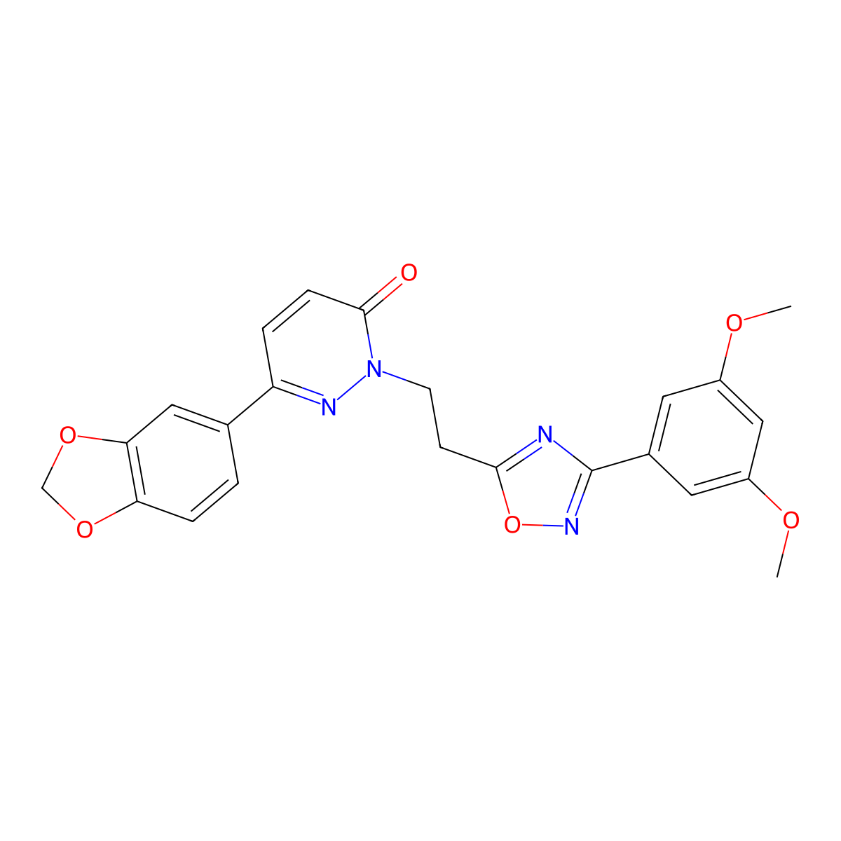 6-(2H-1,3-benzodioxol-5-yl)-2-{2-[3-(3,5-dimethoxyphenyl)-1,2,4-oxadiazol-5-yl]ethyl}-2,3-dihydropyridazin-3-one molecular structure, CAS 1112439-87-8