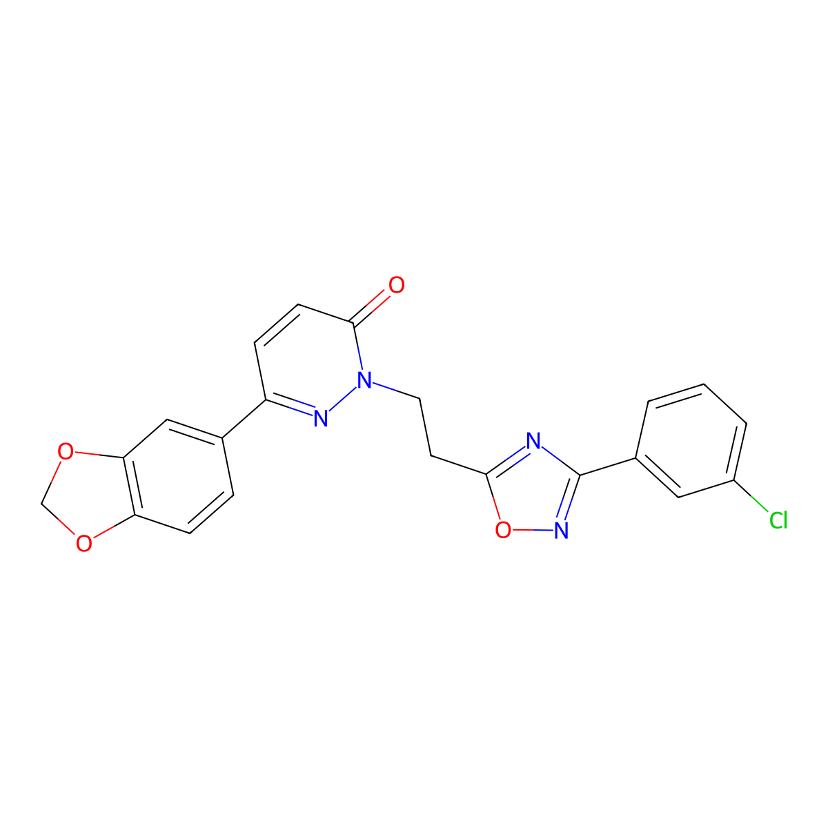 6-(2H-1,3-benzodioxol-5-yl)-2-{2-[3-(3-chlorophenyl)-1,2,4-oxadiazol-5-yl]ethyl}-2,3-dihydropyridazin-3-one molecular structure, CAS 1112439-88-9