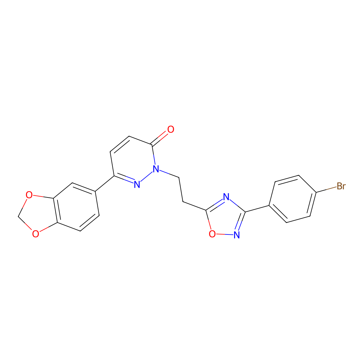 6-(2H-1,3-benzodioxol-5-yl)-2-{2-[3-(4-bromophenyl)-1,2,4-oxadiazol-5-yl]ethyl}-2,3-dihydropyridazin-3-one molecular structure, CAS 1112439-89-0