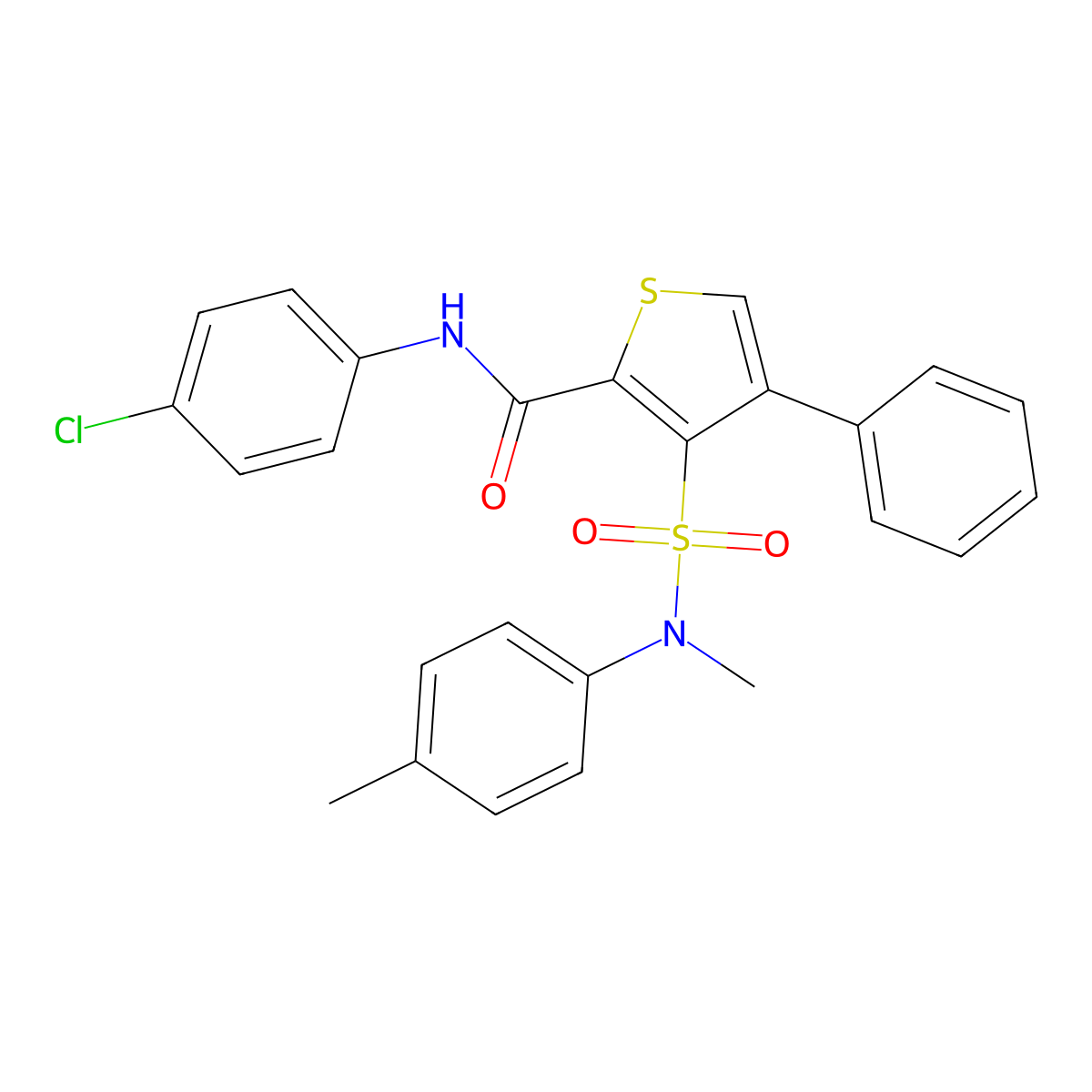 N-(4-chlorophenyl)-3-[methyl(4-methylphenyl)sulfamoyl]-4-phenylthiophene-2-carboxamide molecular structure, CAS 1112440-28-4
