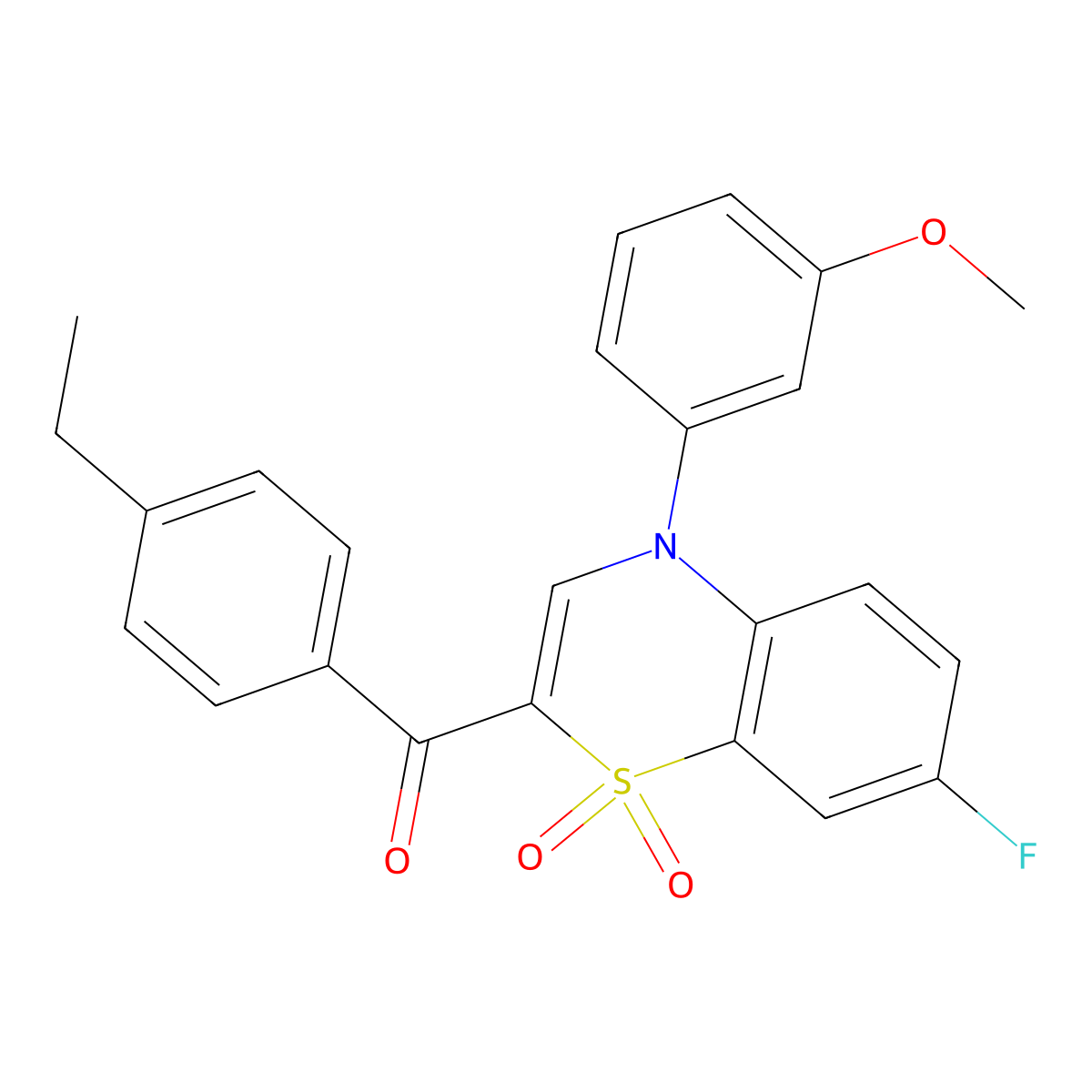 (4-ethylphenyl)[7-fluoro-4-(3-methoxyphenyl)-1,1-dioxido-4H-1,4-benzothiazin-2-yl]methanone molecular structure, CAS 1112440-31-9
