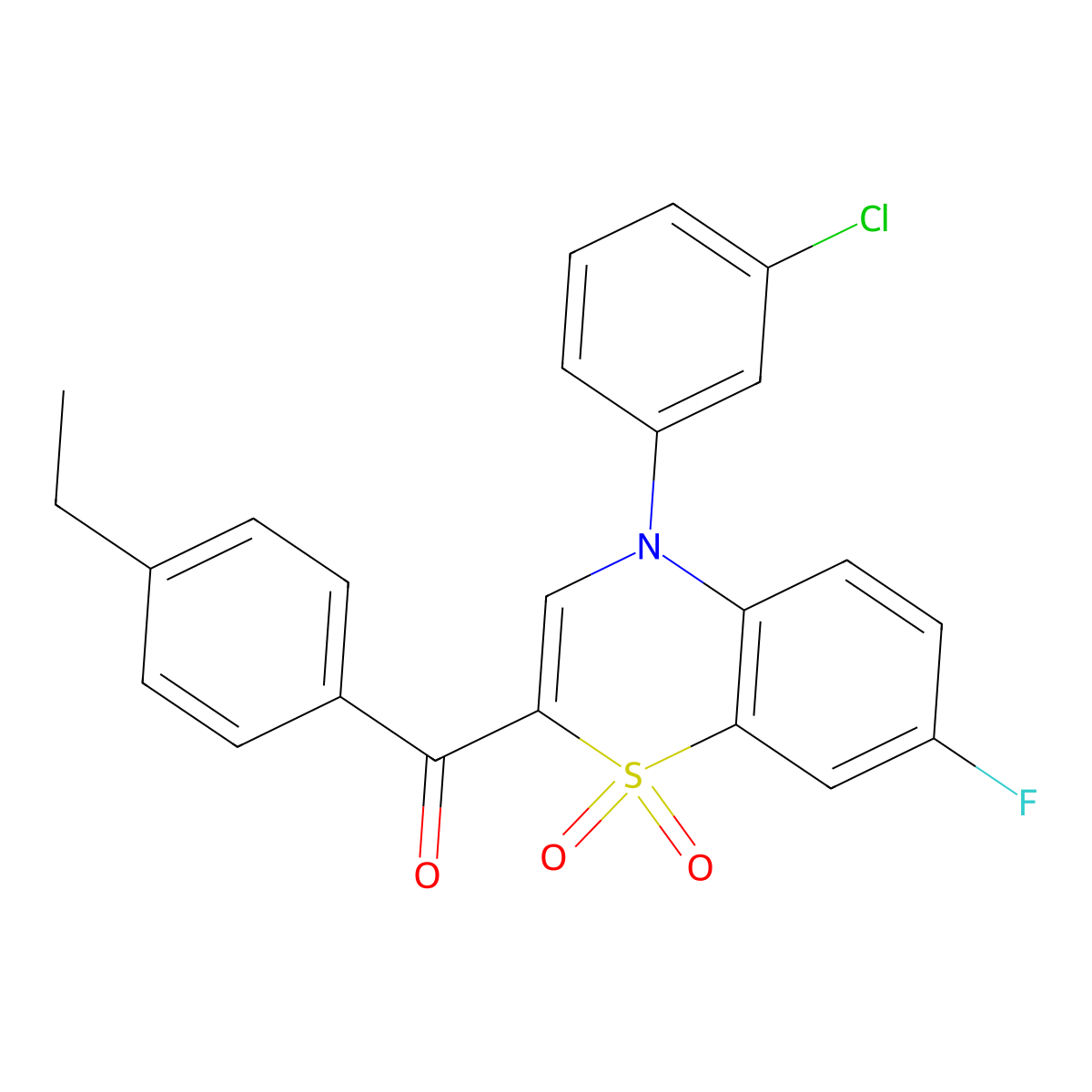 [4-(3-chlorophenyl)-7-fluoro-1,1-dioxido-4H-1,4-benzothiazin-2-yl](4-ethylphenyl)methanone molecular structure, CAS 1112440-32-0