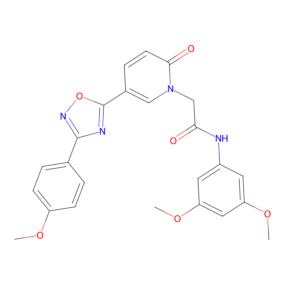 N-(3,5-dimethoxyphenyl)-2-{5-[3-(4-methoxyphenyl)-1,2,4-oxadiazol-5-yl]-2-oxo-1,2-dihydropyridin-1-yl}acetamide molecular structure, CAS 1112440-49-9