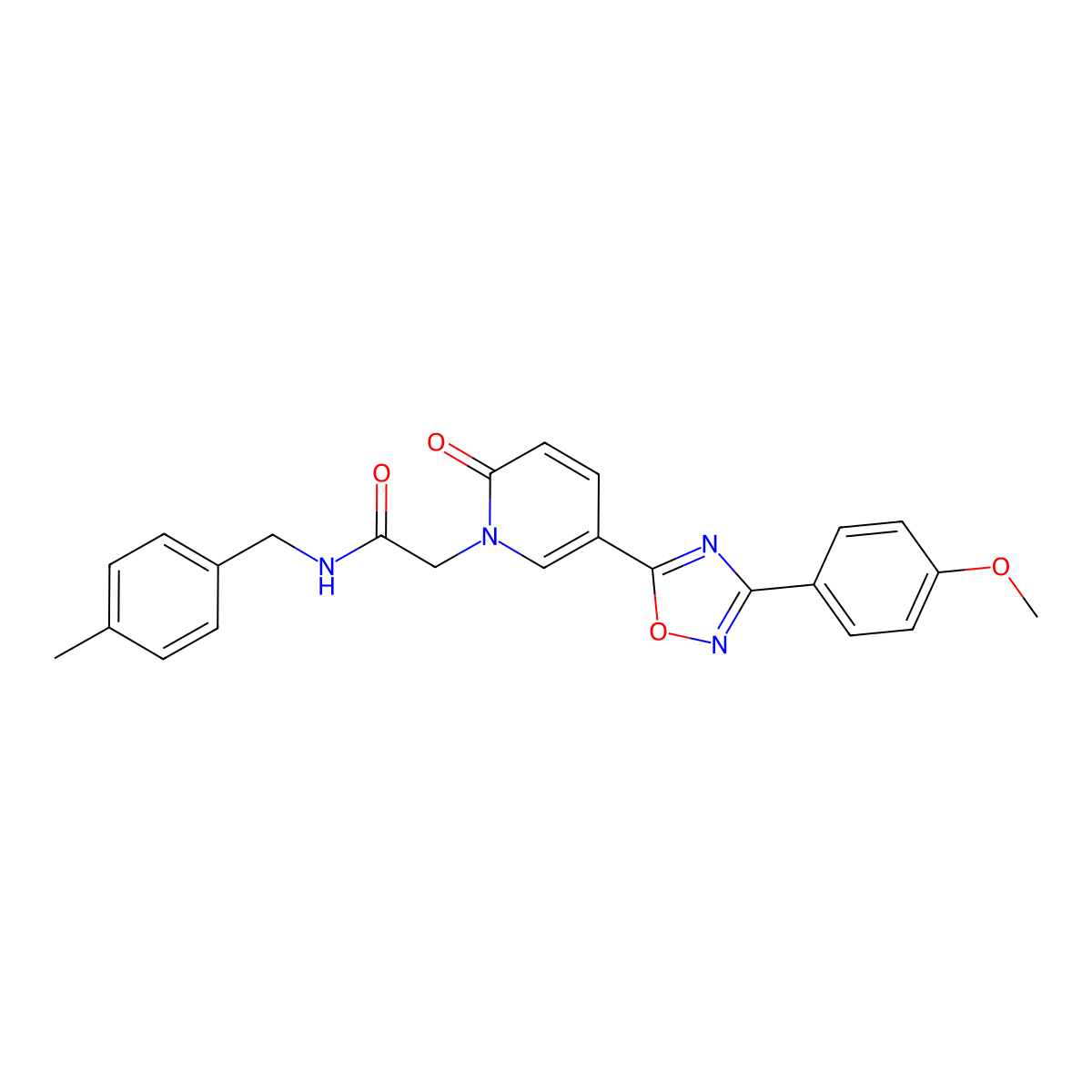 2-{5-[3-(4-methoxyphenyl)-1,2,4-oxadiazol-5-yl]-2-oxo-1,2-dihydropyridin-1-yl}-N-[(4-methylphenyl)methyl]acetamide molecular structure, CAS 1112440-55-7