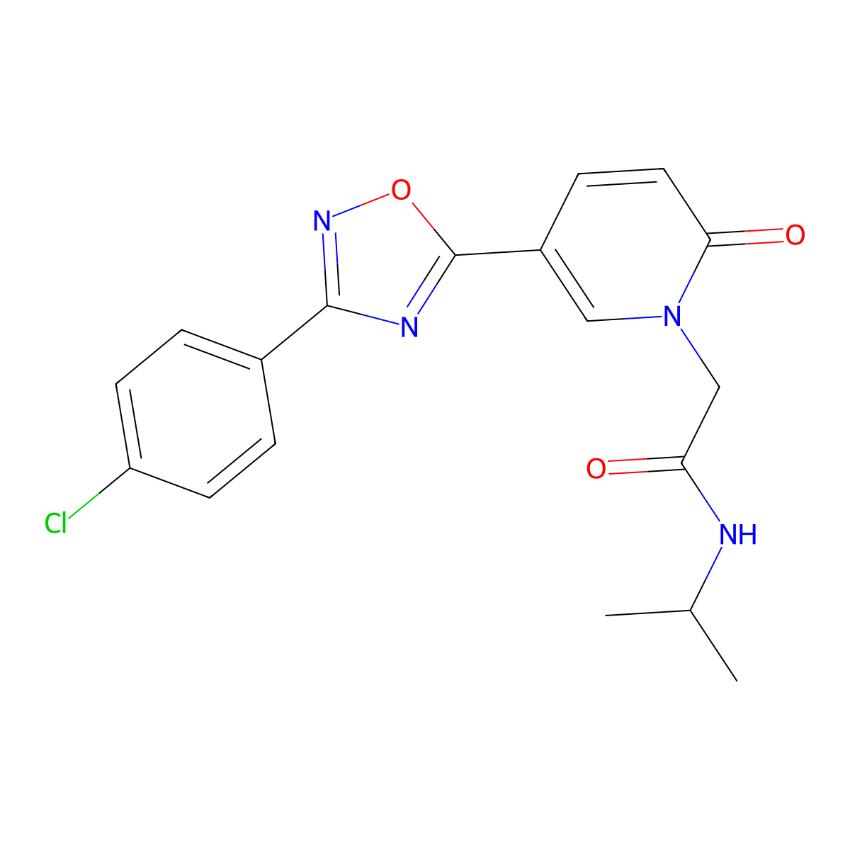 2-{5-[3-(4-chlorophenyl)-1,2,4-oxadiazol-5-yl]-2-oxo-1,2-dihydropyridin-1-yl}-N-(propan-2-yl)acetamide molecular structure, CAS 1112440-66-0
