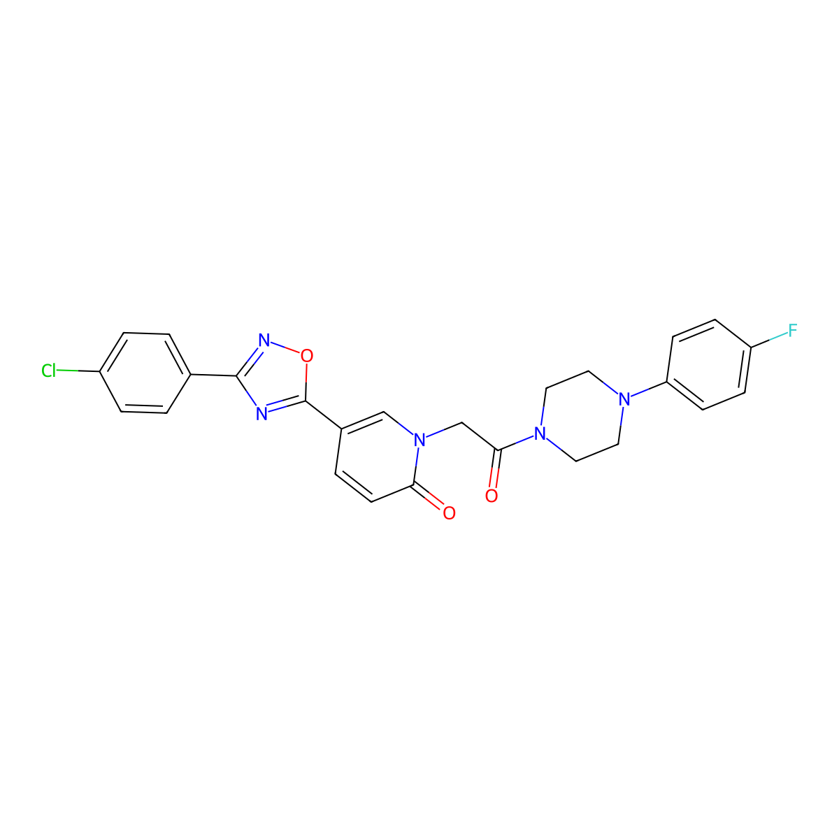 5-[3-(4-Chlorophenyl)-1,2,4-oxadiazol-5-yl]-1-{2-[4-(4-fluorophenyl)piperazin-1-yl]-2-oxoethyl}-1,2-dihydropyridin-2-one molecular structure, CAS 1112440-72-8