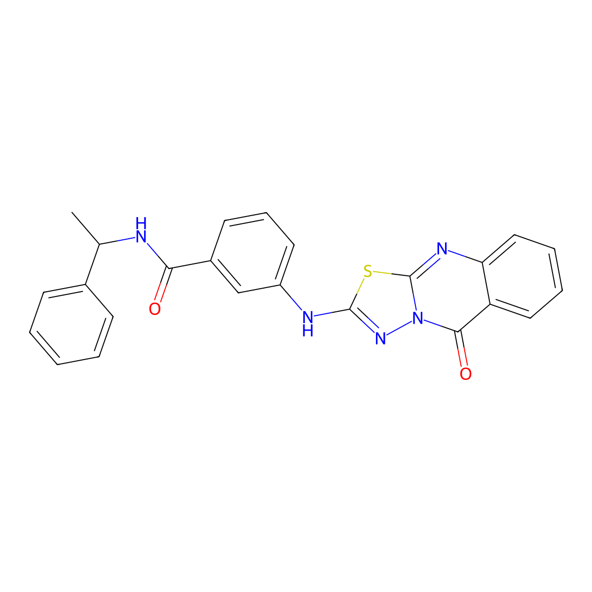 3-((5-oxo-5H-[1,3,4]thiadiazolo[2,3-b]quinazolin-2-yl)amino)-N-(1-phenylethyl)benzamide molecular structure, CAS 1112444-47-9