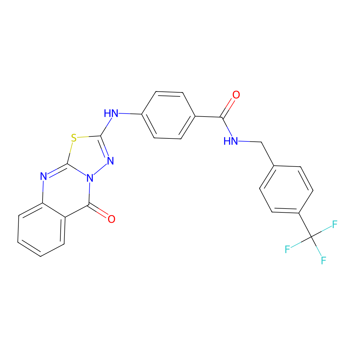 4-((5-oxo-5H-[1,3,4]thiadiazolo[2,3-b]quinazolin-2-yl)amino)-N-(4-(trifluoromethyl)benzyl)benzamide molecular structure, CAS 1112444-51-5