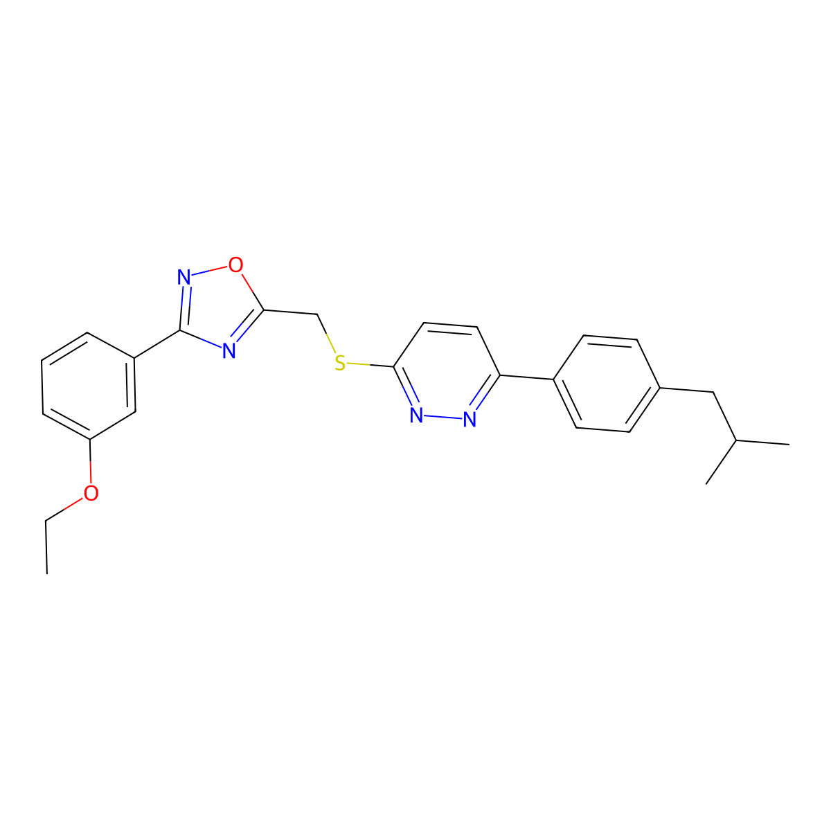 3-(3-Ethoxyphenyl)-5-(((6-(4-isobutylphenyl)pyridazin-3-yl)thio)methyl)-1,2,4-oxadiazole molecular structure, CAS 1112444-58-2