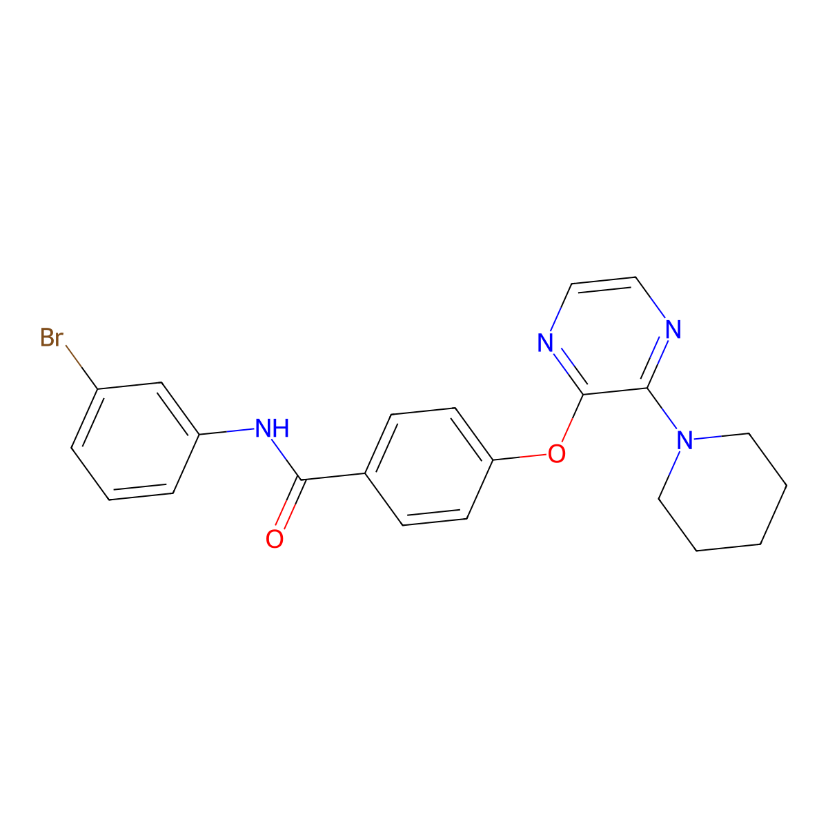N-(3-bromophenyl)-4-[(3-piperidin-1-ylpyrazin-2-yl)oxy]benzamide molecular structure, CAS 1112444-61-7