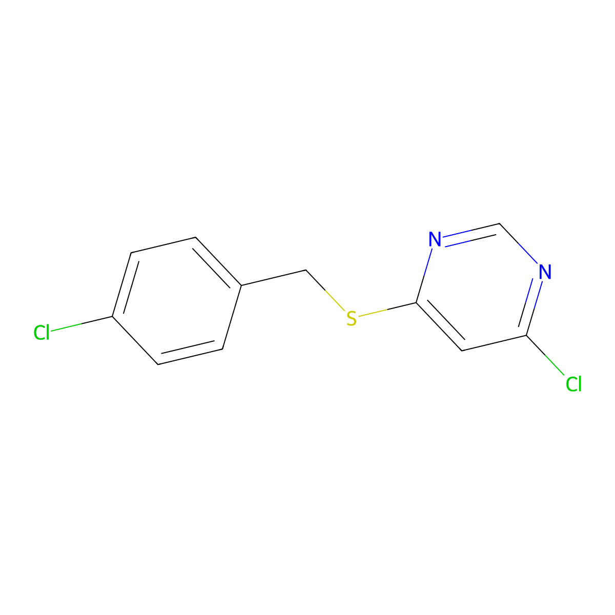4-Chloro-6-[(4-chlorobenzyl)sulfanyl]pyrimidine molecular structure, CAS 1112444-75-3