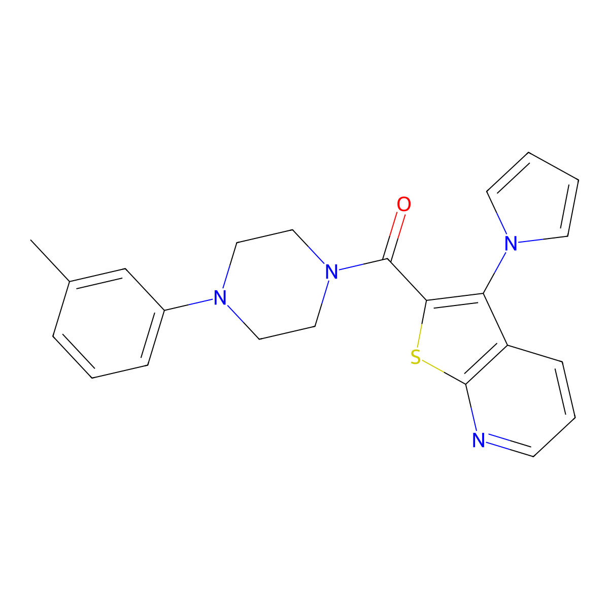 (3-(1H-pyrrol-1-yl)thieno[2,3-b]pyridin-2-yl)(4-(m-tolyl)piperazin-1-yl)methanone molecular structure, CAS 1112446-52-2