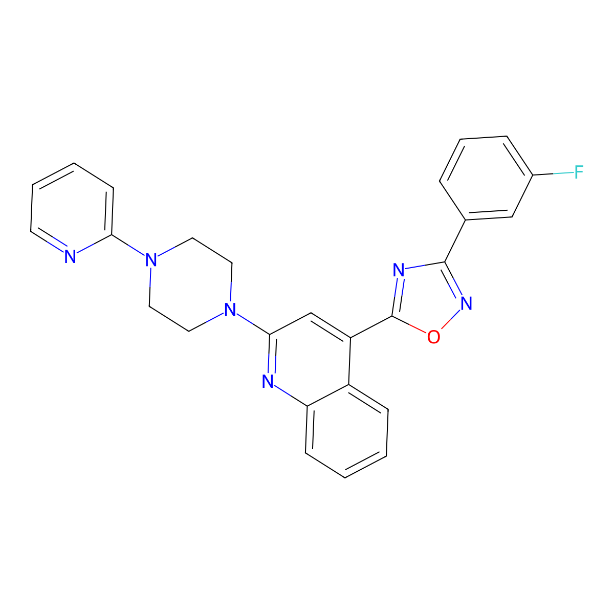 4-[3-(3-Fluorophenyl)-1,2,4-oxadiazol-5-yl]-2-[4-(pyridin-2-yl)piperazin-1-yl]quinoline molecular structure, CAS 1112447-35-4