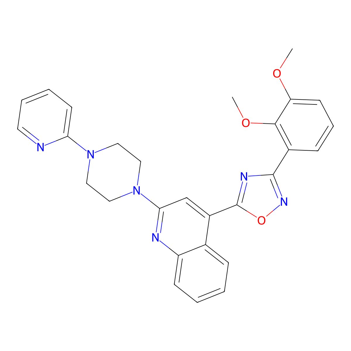 3-(2,3-Dimethoxyphenyl)-5-(2-(4-(pyridin-2-yl)piperazin-1-yl)quinolin-4-yl)-1,2,4-oxadiazole molecular structure, CAS 1112447-37-6