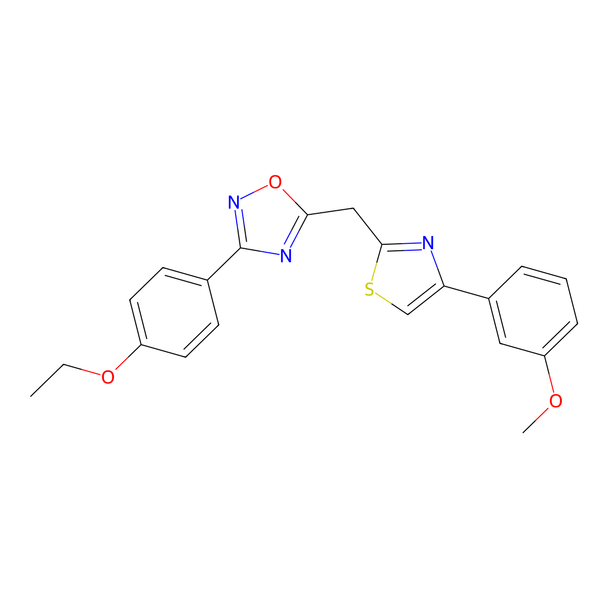3-(4-Ethoxyphenyl)-5-{[4-(3-methoxyphenyl)-1,3-thiazol-2-yl]methyl}-1,2,4-oxadiazole molecular structure, CAS 1112450-24-4