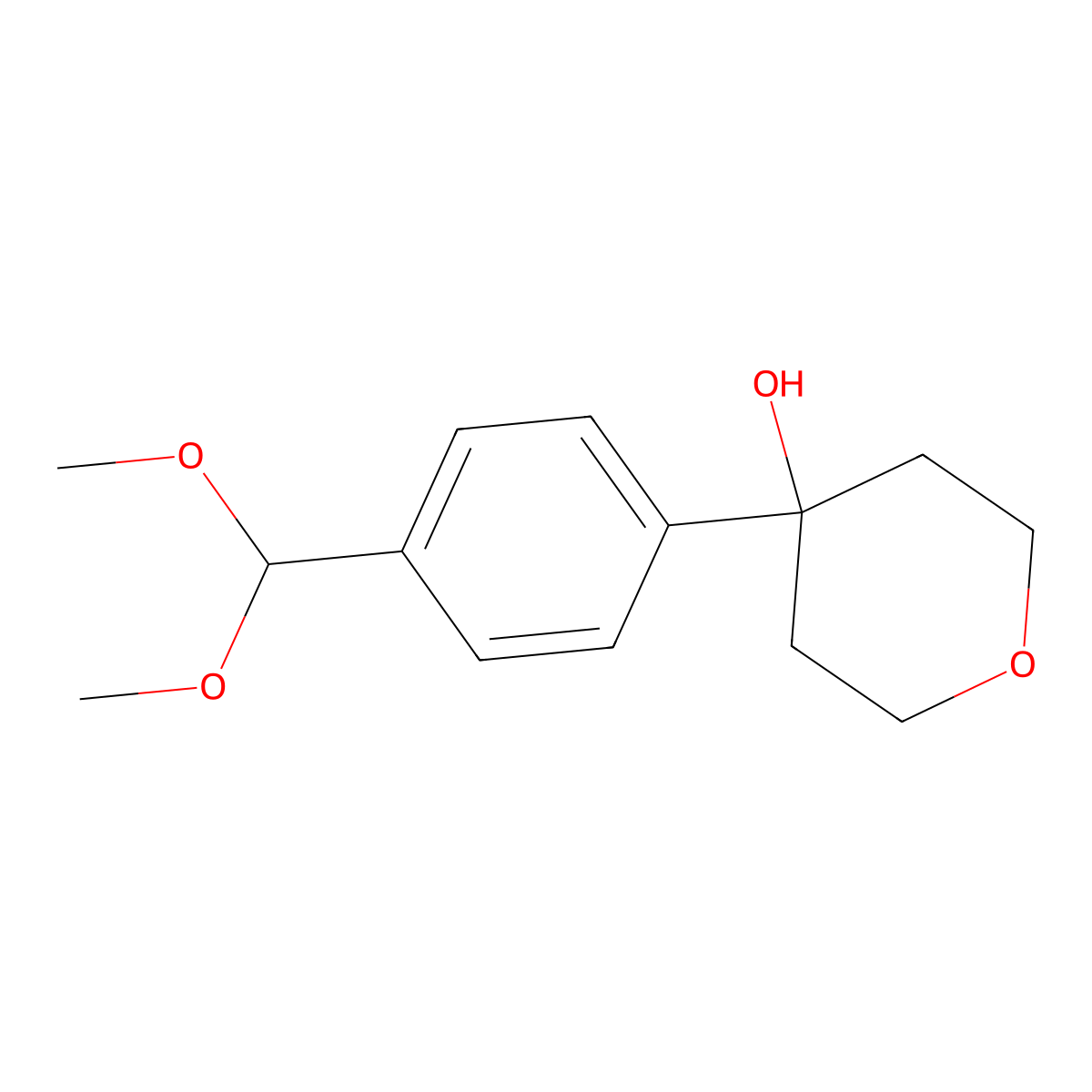 4-[4-(Dimethoxymethyl)phenyl]oxan-4-ol molecular structure, CAS 1112459-85-4