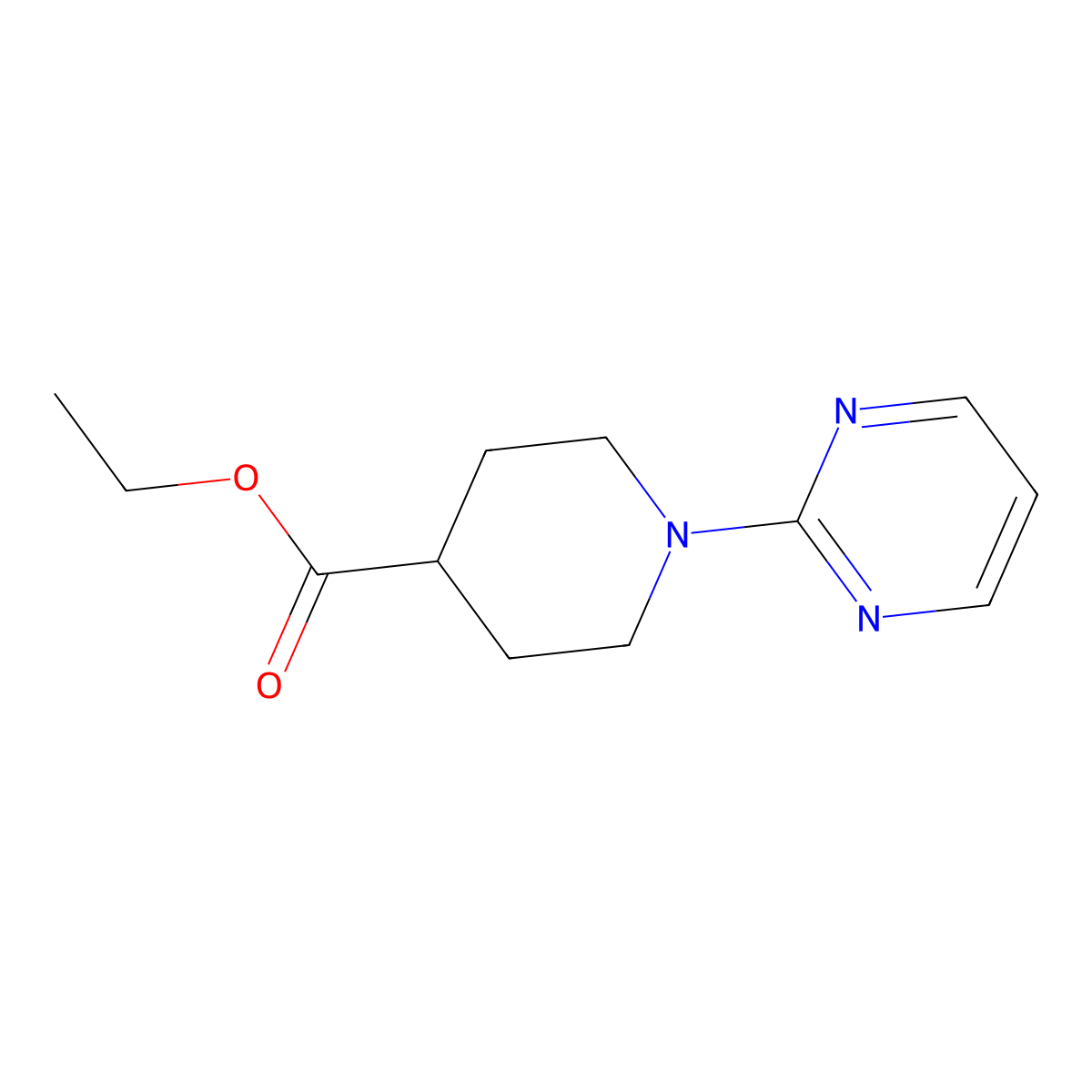 Ethyl 1-pyrimidin-2-yl-piperidine-4-carboxylate molecular structure, CAS 111247-60-0