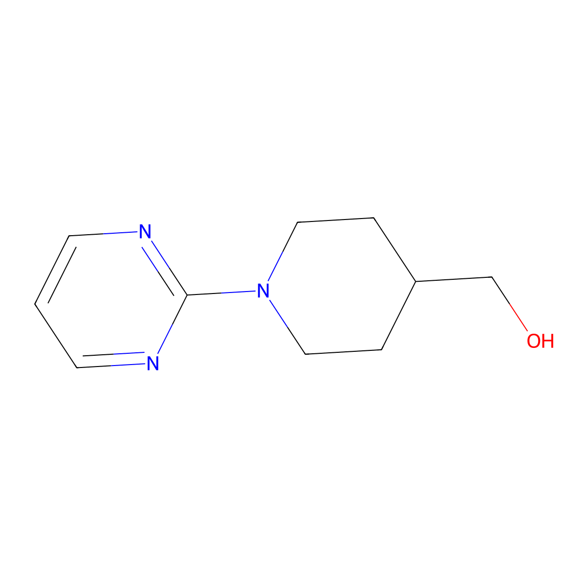 1-(2-Pyrimidinyl)-4-piperidinemethanol molecular structure, CAS 111247-61-1