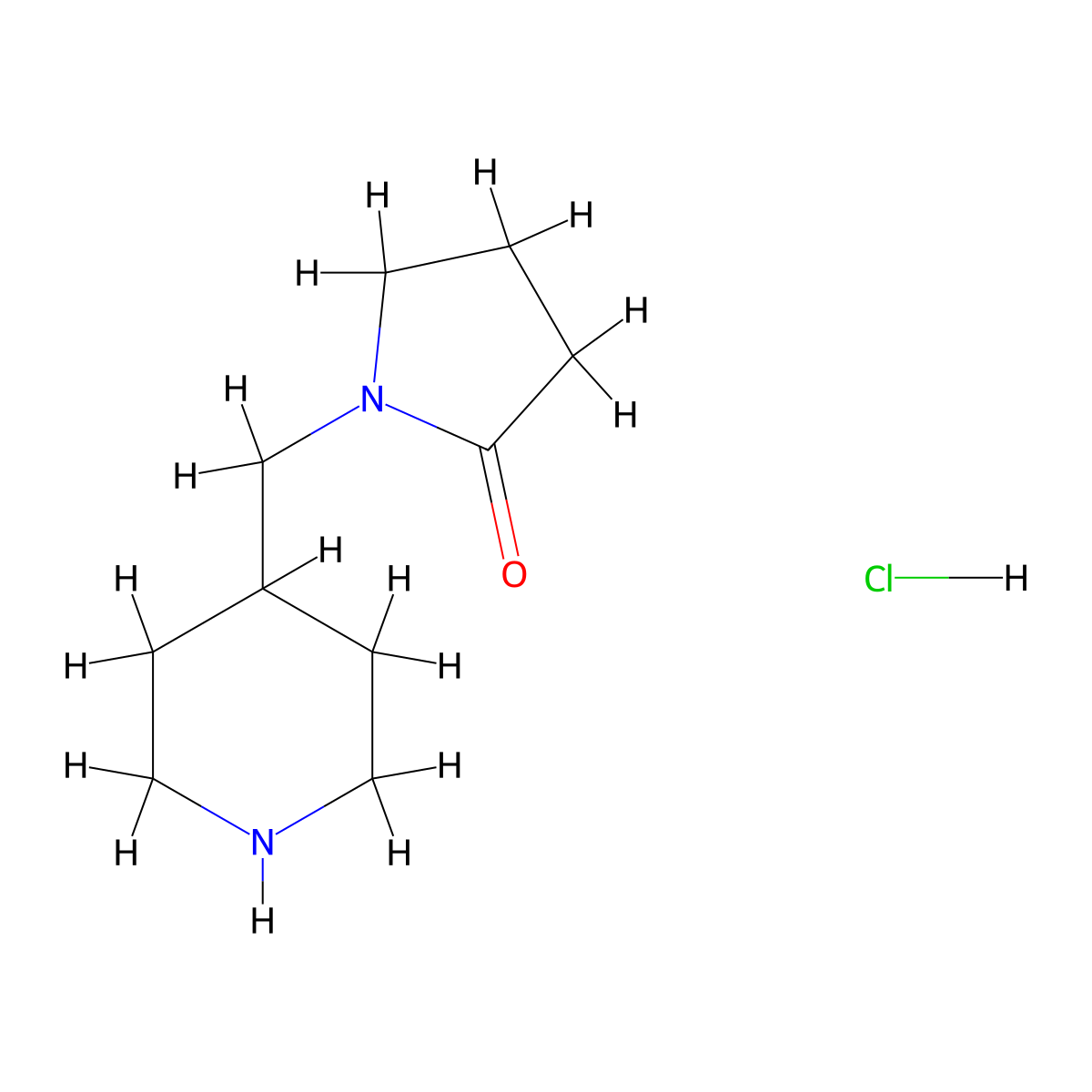 1-[(Piperidin-4-yl)methyl]pyrrolidin-2-one hydrochloride molecular structure, CAS 111247-63-3