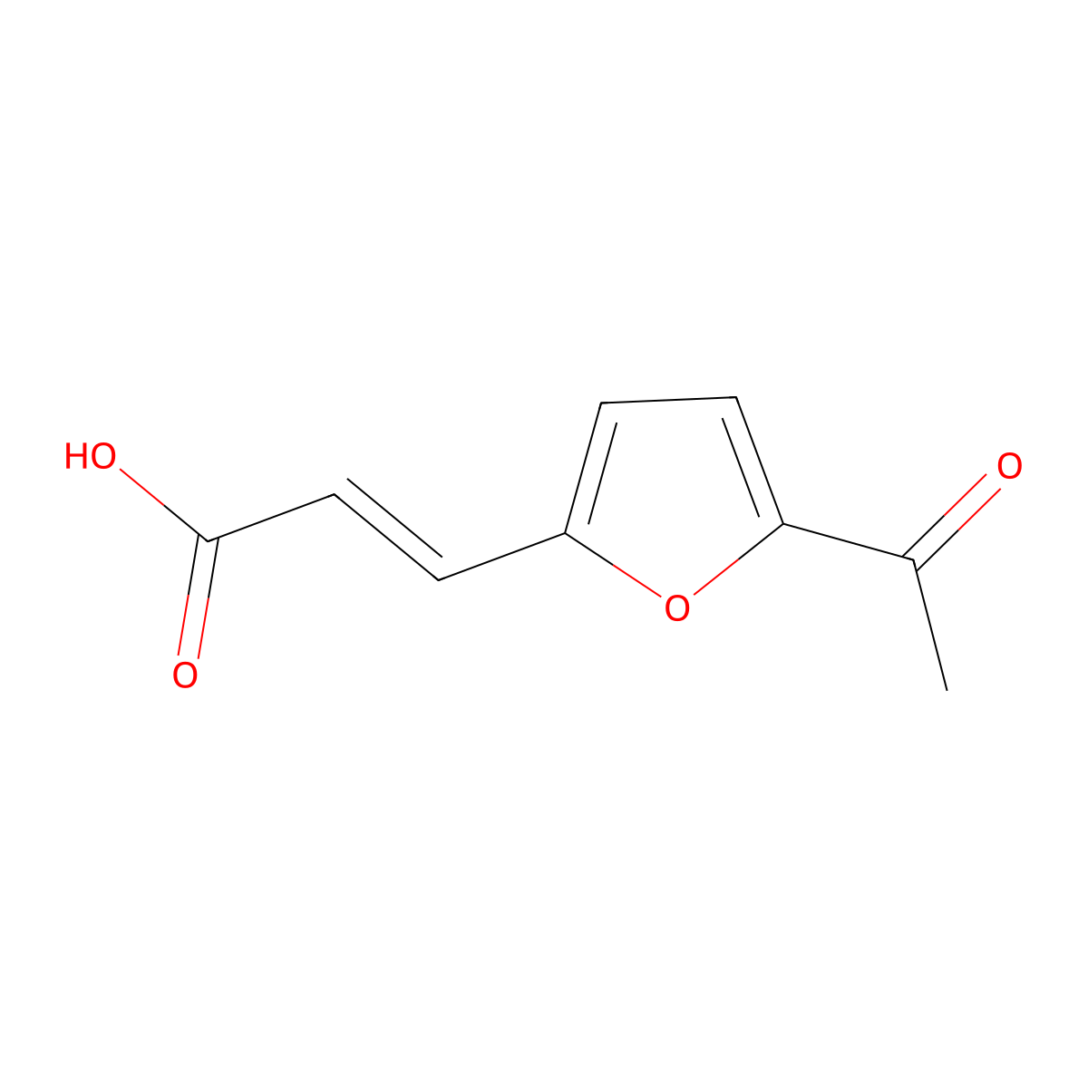 2-Propenoic acid,3-(5-acetyl-2-furanyl)-, (E)- molecular structure, CAS 111252-36-9
