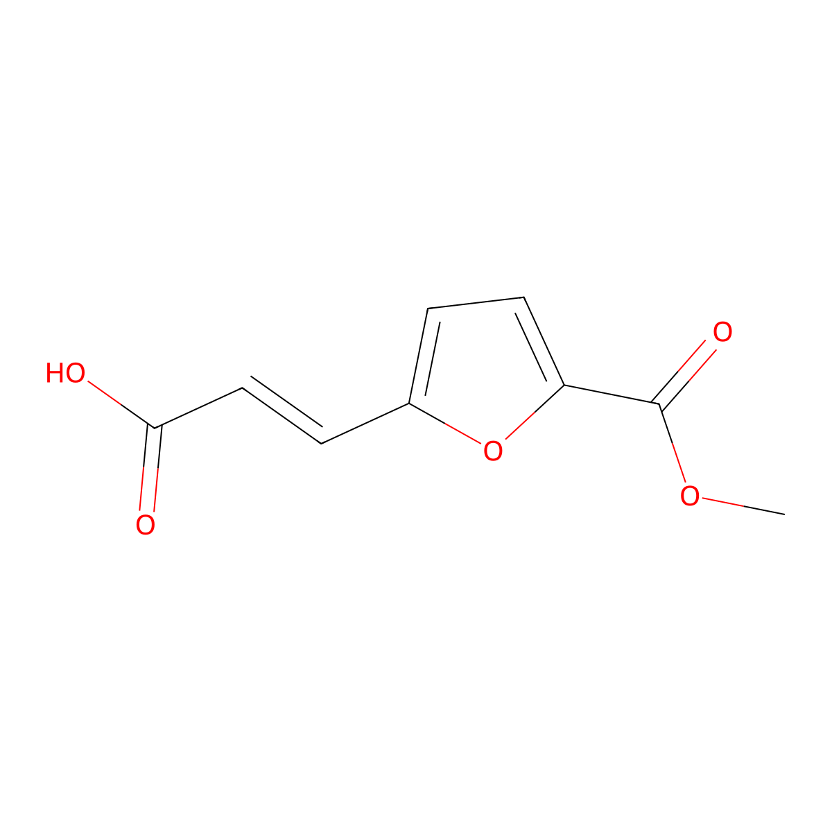 (2E)-3-[5-(methoxycarbonyl)furan-2-yl]prop-2-enoic acid molecular structure, CAS 111252-37-0