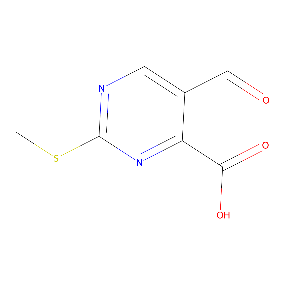 5-Formyl-2-(methylsulfanyl)pyrimidine-4-carboxylic acid molecular structure, CAS 111253-04-4