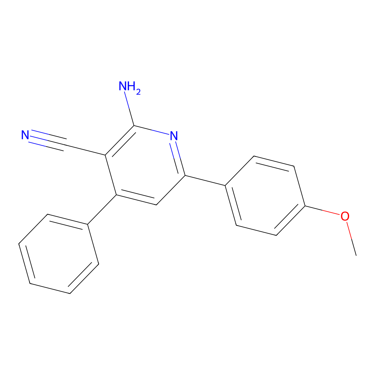 2-Amino-6-(4-methoxyphenyl)-4-phenylnicotinonitrile molecular structure, CAS 111253-25-9