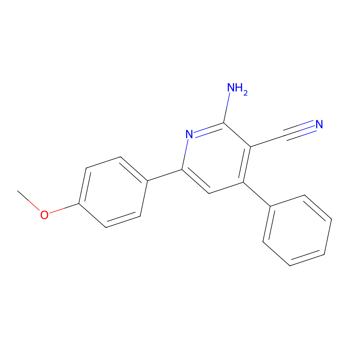 2-Amino-6-(4-methoxyphenyl)-4-phenylnicotinonitrile molecular structure, CAS 111253-25-9