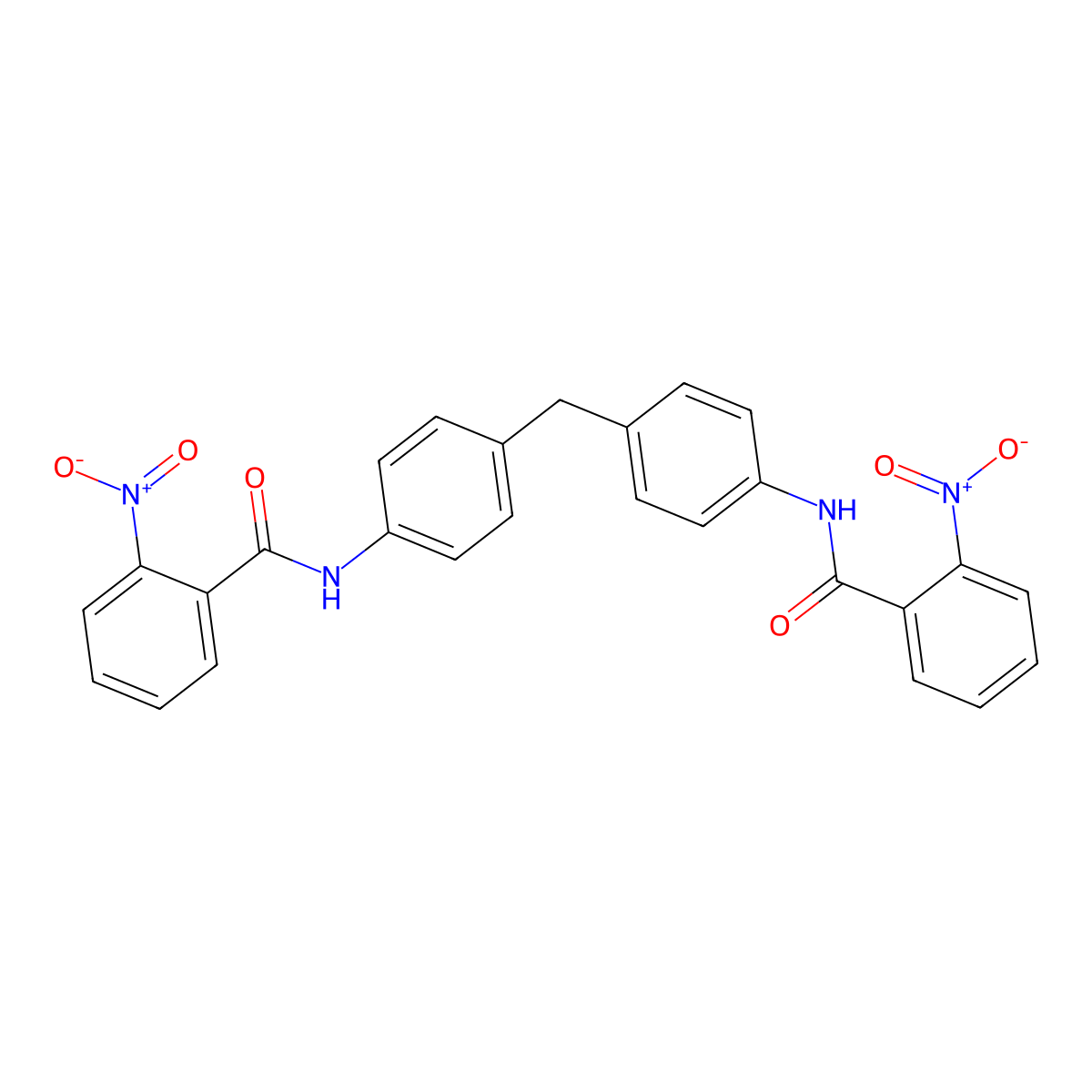 2-nitro-N-[4-[[4-[(2-nitrobenzoyl)amino]phenyl]methyl]phenyl]benzamide molecular structure, CAS 111256-76-9