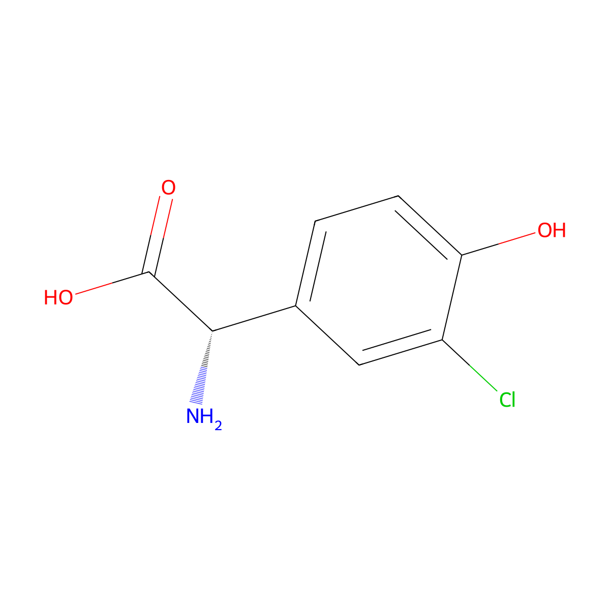 (2S)-2-amino-2-(3-chloro-4-hydroxyphenyl)acetic acid molecular structure, CAS 111266-44-5
