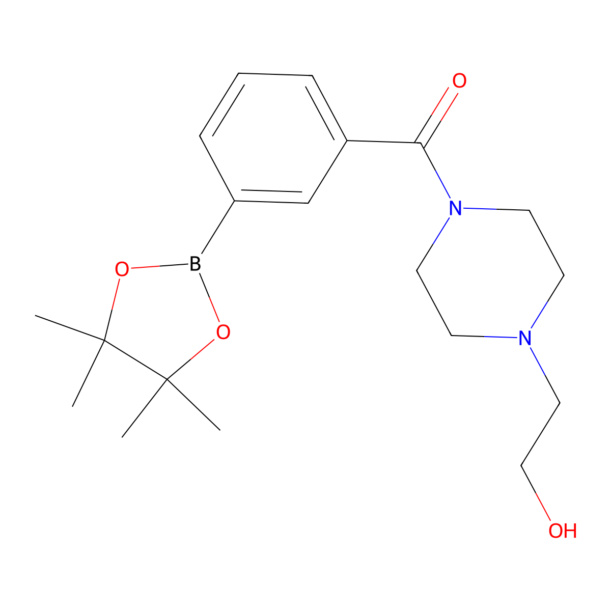 2-{4-[3-(4,4,5,5-Tetramethyl-1,3,2-dioxaborolan-2-yl)benzoyl]piperazin-1-yl}ethan-1-ol molecular structure, CAS 1112789-86-2