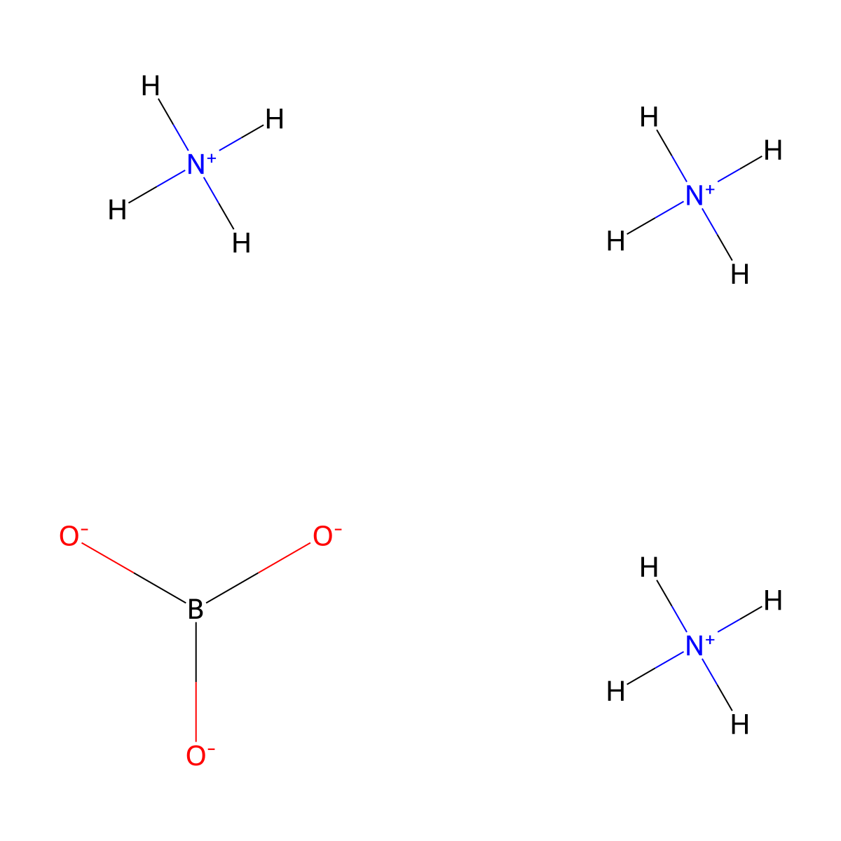 Ammonium borate molecular structure, CAS 11128-98-6