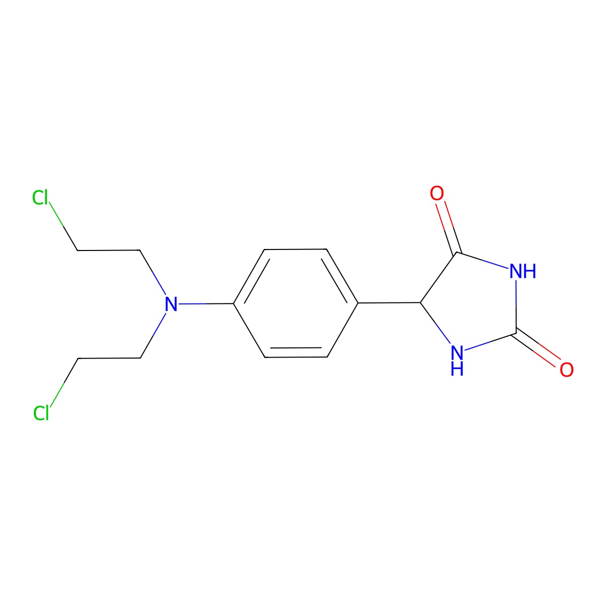 Hydantoin, 5-(p-(bis(2-chloroethyl)amino)phenyl)- molecular structure, CAS 111294-36-1