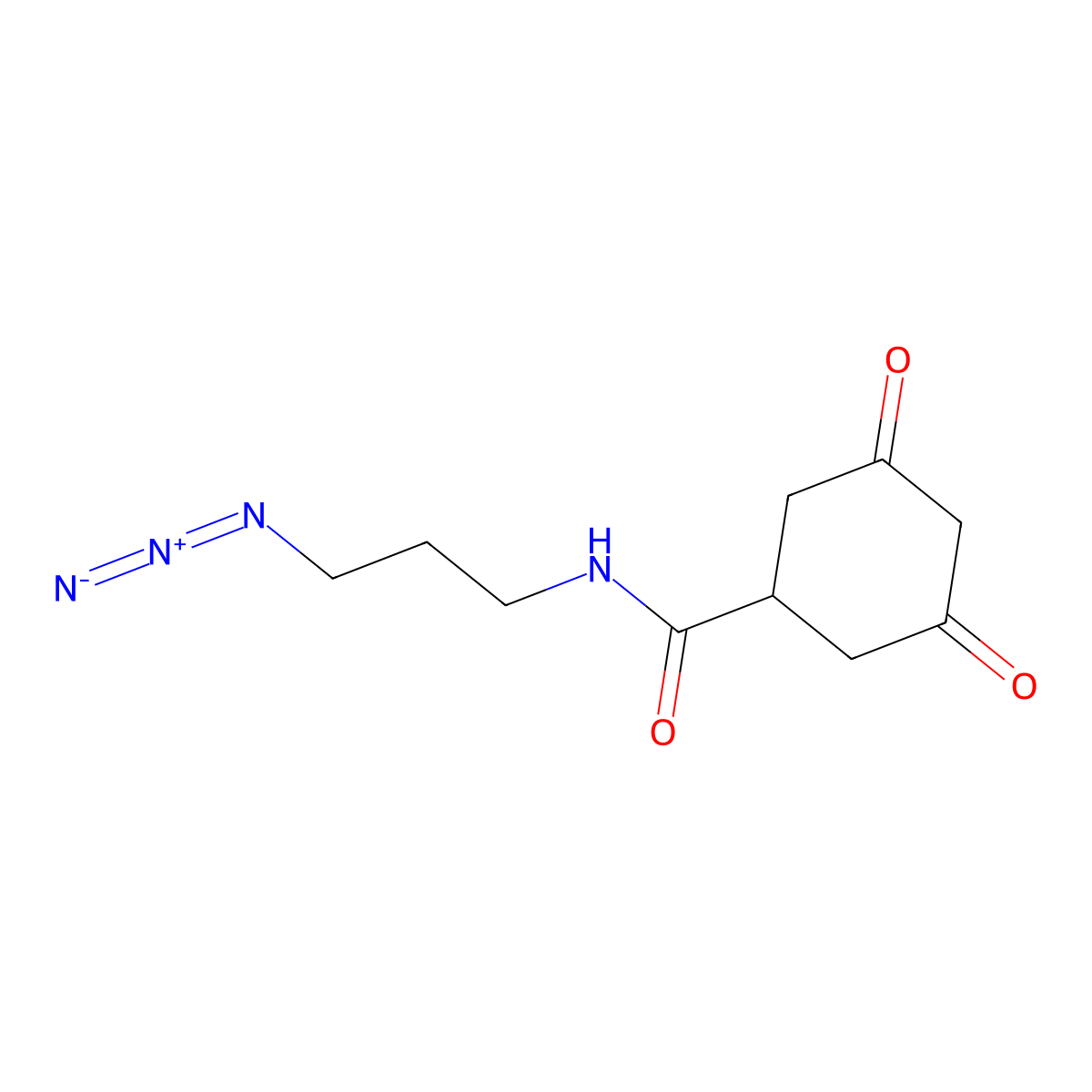 N-(3-azidopropyl)-3,5-dioxocyclohexane-1-carboxamide molecular structure, CAS 1112977-84-0
