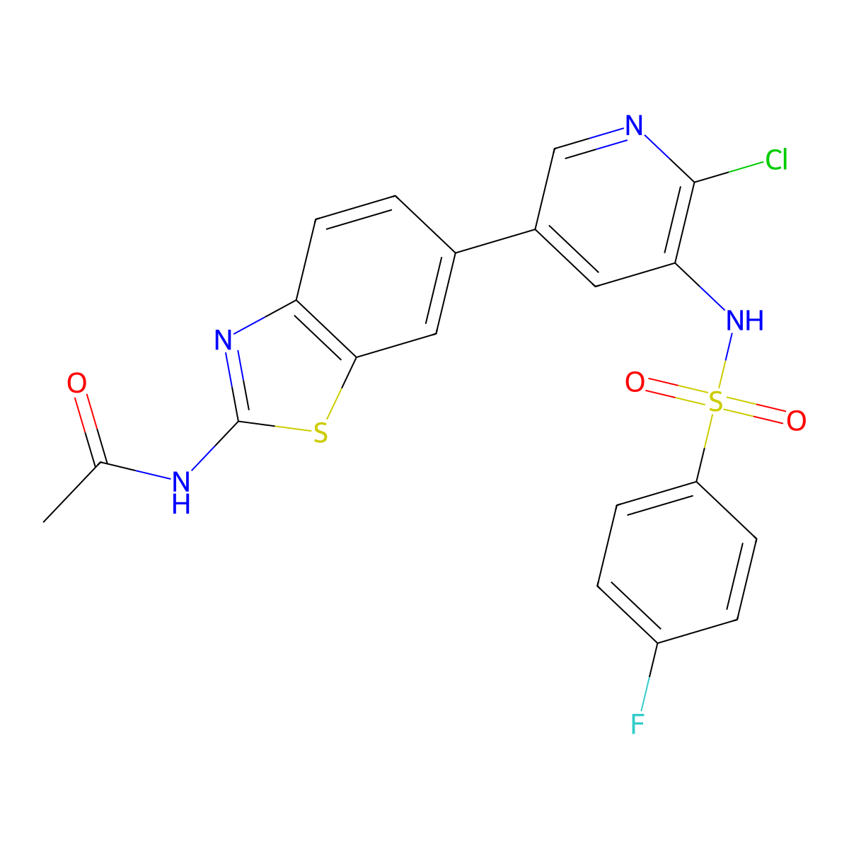 N-[6-[6-Chloro-5-[[(4-fluorophenyl)sulfonyl]amino]-3-pyridinyl]-1,3-benzothiazol-2-yl]acetamide molecular structure, CAS 1112980-86-5