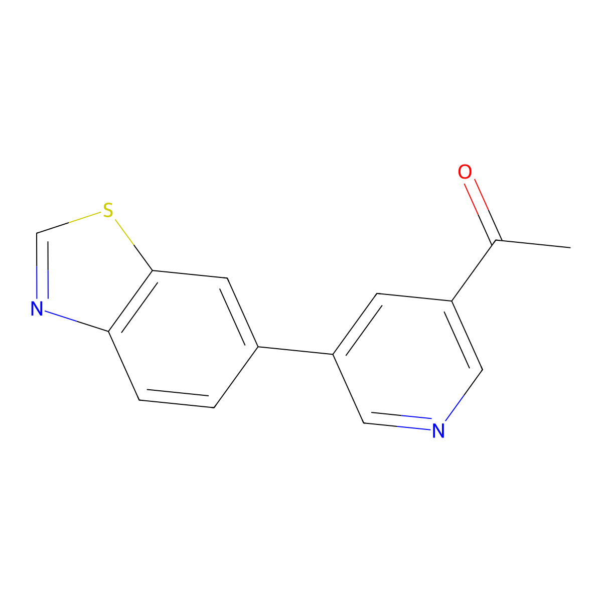 1-(5-(1,3-Benzothiazol-6-yl)-3-pyridinyl)ethanone molecular structure, CAS 1112982-51-0