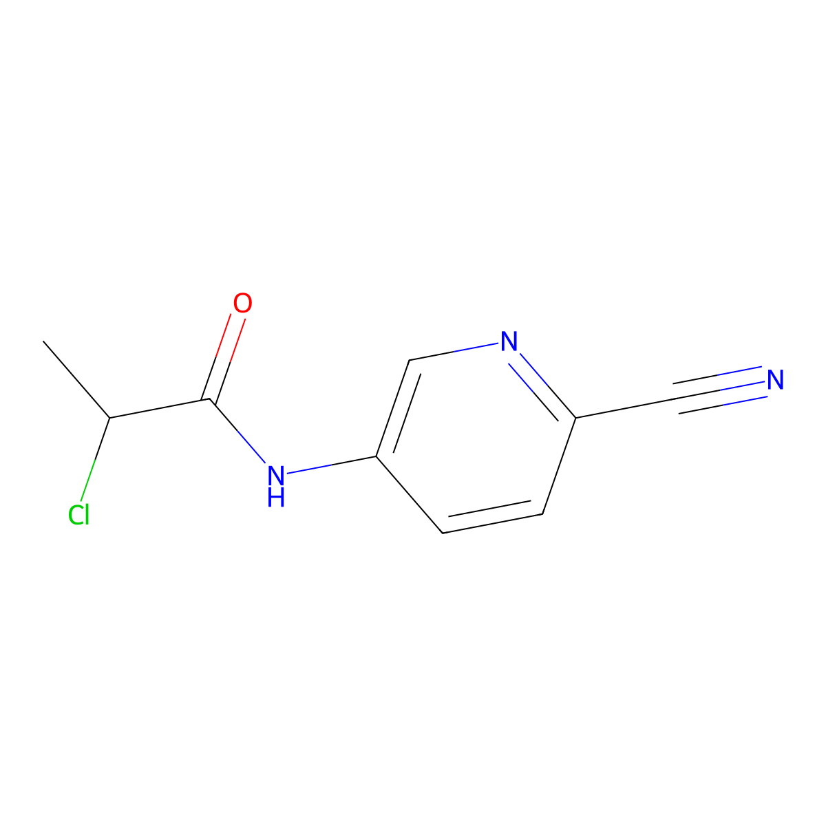 2-chloro-N-(6-cyanopyridin-3-yl)propanamide molecular structure, CAS 1112994-35-0
